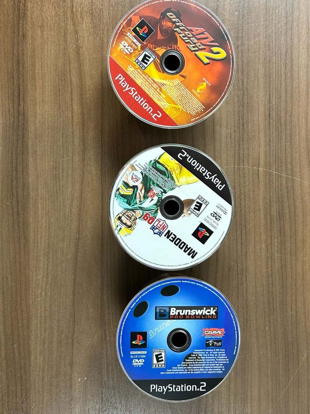 PS2 Lot 3 ATV Offroad Fury 2 Madden NFL 09 Brunswick Pro Bowling Untested